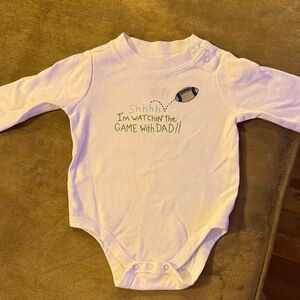 Circo White Long-Sleeve One-Piece Bodysuit with Green & Navy Football Graphic